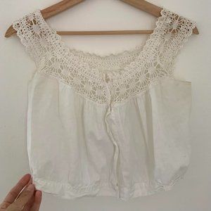 Vintage Edwardian-Style Crocheted Lace Crop Tank Top / S